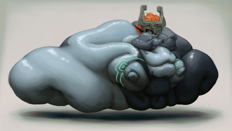 belly belly_overhang big_belly big_butt black_body black_ears black_skin blobby blue_body blue_markings blue_skin breasts butt fat_arms fat_rolls female flabby_arms floating fused_shadow grey_helmet hair huge_belly huge_butt huge_thighs humanoid_pointy_ears hyper hyper_butt markings morbidly_obese morbidly_obese_female morbidly_obese_humanoid multicolored_body navel not_furry obese obese_female obese_humanoid orange_hair overweight overweight_female overweight_humanoid pointy_ears red_eyes small_breasts solo thick_thighs three-quarter_view two_tone_body yellow_sclera decisivetang nintendo the_legend_of_zelda twilight_princess midna humanoid imp twili 2026 colored digital_media_(artwork) hi_res shaded