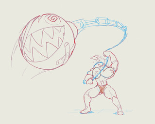amazon ball_and_chain band-aid bandage big_breasts boots breasts clothing female footwear headless muscular muscular_female shoes solo thong underwear conadolpomp mario_bros nintendo chompie_(conadolpomp) chain_chomp 2026