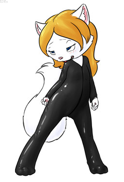 anthro blonde_hair blue_eyes cat_costume clothing costume female fur hair solo white_body white_fur young young_anthro alliums_(artist) domestic_cat felid feline felis mammal absurd_res character_request hi_res