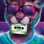 1980s_theme ambiguous_gender anthro audio_cassette cassette_tape clothed clothing eyewear fully_clothed smile solo sunglasses synthwave whiskers goldendruid cougar felid feline mammal 1:1 2022 bust_portrait digital_media_(artwork) portrait