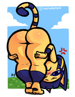 angry anthro ass_up bangs bent_over big_butt blue_hair blush bob_cut body_blush butt butt_blush cloud cross-popping_vein embarrassed female grass hair looking_at_viewer looking_back nude outside pawpads plant presenting presenting_hindquarters sky solo squish thick_thighs thigh_squish wide_hips yellow_body iseenudepeople animal_crossing nintendo ankha_(animal_crossing) domestic_cat felid feline felis mammal 2021 absurd_res hi_res signature