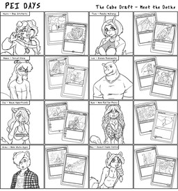 ambiguous_gender animal_print anthro big_breasts bottomwear box breasts clothed clothing container dialogue female footwear group hair high_heels leopard_print looking_at_viewer male mayim muscular muscular_anthro muscular_male open_mouth piercing profanity shoes skirt smile tail teeth text thick_thighs tongue sherrimayim hasbro magic:_the_gathering wizards_of_the_coast sherri_mayim ailurid canid canine gastropod mammal mollusk mustelid musteline procyonid raccoon red_panda rhinoceros slug stoat true_musteline weasel comic digital_media_(artwork) english_text hi_res monochrome