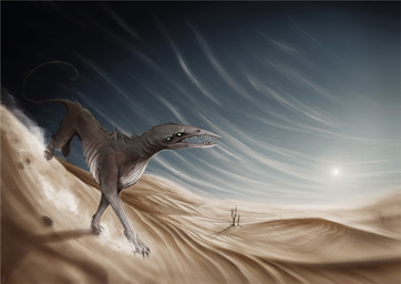 ambiguous_gender day desert detailed_background feral outside sky solo sun kanizo unknown_species 2012 digital_media_(artwork)