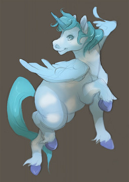 blue_body blue_eyes blue_fur blue_hair female feral fur grey_background hair hooves horn simple_background solo wings skulldog_(artist) mythology winter_(alicorn) equid equine mammal mythological_creature mythological_equine winged_unicorn