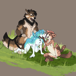 anthro bodily_fluids breasts collar collar_only cum cum_drip cum_in_vagina cum_inside cum_sharing dripping female gem genital_fluids grass group hair kissing male male/female nude plant pulling_hair small_breasts touching_hair trio acev auberon_(acev) delta_(diel4) tsakei_(diel4) canid canine canis domestic_dog hybrid jackal mammal mustelid otter wolf wolfdog 1:1 incest_(lore)