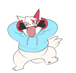 anthro big_tongue black_claws black_eyes bleh bottomless claws clothed clothing featureless_crotch fur hoodie making_faces male open_mouth pawpads raised_leg red_body red_fur red_sclera simple_background solo sweater taunting teasing tongue tongue_out topwear white_background white_body white_fur conditional_dnp erobos nintendo pokemon generation_3_pokemon pokemon_(species) zangoose 2016 hi_res