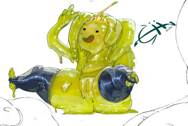 clothing drippy female latex latex_clothing latex_legwear legwear royalty shortstack shortstack_female slime solo thick_thighs cii_(artist) adventure_time cartoon_network slime_princess goo_creature shiny_(disambiguation) tagme