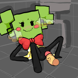 black_body blush bow_tie chibi clothed clothing disembodied_penis dress duo embarrassed featureless_feet featureless_hands featureless_limbs feet female genitals lying male male/female not_furry on_back penis raised_clothing raised_dress smile tile vulva wavy_mouth unknown_artist mario_bros nintendo paper_mario mimi_(paper_mario) humanoid 1:1 hi_res
