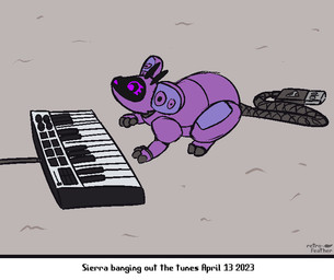 3_toes antennae_(anatomy) black_body cable_tail electronics eyelashes feet female feral grey_background keyboard_instrument machine musical_instrument pink_body pink_eyes purple_body quadruped round_ears screen screen_face simple_background solo tail text toes usb usb_tail wire nulloffset neil_banging_out_the_tunes smath_(smathrar) mammal murid murine rat robot rodent 2023 artist_name dated english_text meme