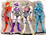 alternate_species anthro armor boob_armor female group horn machine power_armor ghstkatt bubblegum_crisis friendship_is_magic hasbro my_little_pony applejack_(mlp) princess_celestia_(mlp) rainbow_dash_(mlp) rarity_(mlp) living_machine crossover