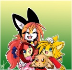 anthro collar copyright_symbol echidhog female group male ribbons symbol young young_anthro luna777 cindy_(character) ichiro_(character) taratsu_(character) zinan_(character) echidna mammal monotreme moondog