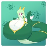 anthro apode armwear big_breasts breasts cleavage clothed clothing detached_sleeves earthling00 female gesture huge_breasts hyper hyper_breasts legless mature_female serpentine solo veronica_(earthling00) waving nintendo pokemon draconcopode generation_5_pokemon naga pokemon_(species) serperior hi_res