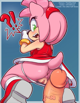 accessory anthro anus big_penis boots bracelet butt clothed clothing dress duo erection female footwear genitals gloves hair_accessory hairband handwear imminent_sex interrobang jewelry male male/female panties panties_down partially_clothed penis shoes simple_background surprised underwear underwear_down vein veiny_penis vulva white_clothing white_panties white_underwear the_other_half sega sonic_the_hedgehog_(series) amy_rose eulipotyphlan hedgehog mammal digital_media_(artwork) sketch
