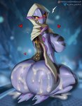 big_breasts big_butt bodily_fluids breasts butt cum cum_on_butt female genital_fluids heart_symbol huge_butt machine not_furry purple_body solo sweat text 18_(artist) digital_extremes tencent warframe wisp_(warframe) alien humanoid mammal robot robot_humanoid tenno hi_res url