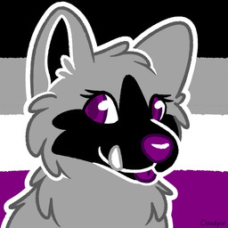 ambiguous_gender asexual_pride_colors black_body black_fur black_inner_ear eyelashes fangs feral fur grey_body grey_fur lgbt_pride outline pride_color_background pride_colors purple_eyes purple_nose purple_tongue simple_background snout solo teeth tongue tongue_out underbite white_outline cloudpie conditional_dnp lgbt_pride_month nintendo pokemon stellarity_the_poochyena generation_3_pokemon pokemon_(species) poochyena 1:1 2020 bust_portrait clip_studio_paint_(artwork) digital_drawing_(artwork) digital_media_(artwork) flat_colors icon portrait restricted_palette female_(lore)
