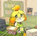 animal_crossing blush canine coffee coffee_cup computer desk dog eyewear female glasses isabelle_(animal_crossing) looking_at_viewer mammal meme nintendo video_games
Rating: Safe
Score: 5
User: Juni221
Date: March 13, 2014
