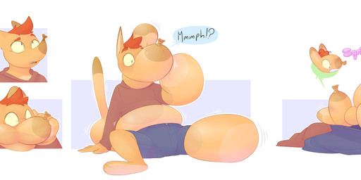 air_inflation anthro anthro_to_inanimate balloon_animal balloon_animal_transformation bottomwear brown_body clothing hoodie inanimate_transformation inflatable inflation loss_of_dexterity loss_of_speech male open_mouth pants red_clothing red_hoodie red_topwear solo surprised tail topwear transformation fauvfox fauv_(fauvfox) canid canine fox mammal 2023 absurd_res digital_media_(artwork) hi_res sequence