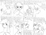 2013 apple applejack_(mlp) black_and_white bodily_fluids chair clothing comic cowboy_hat cutie_mark dialogue dj-black-n-white drooling duo earth_pony english_text equid equine female feral food freckles friendship_is_magic fruit furniture hair hasbro hat headgear headwear horse human male mammal monochrome my_little_pony plant pony profanity saliva sitting sketch talking_feral text