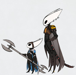 alternate_species anthro armor cloak clothing duo hand_on_hip headgear headwear larger_male male size_difference smaller_male time_fluffy500 hollow_knight_(franchise) ratchet_and_clank sony_corporation sony_interactive_entertainment team_cherry alister_azimuth ratchet_(ratchet_and_clank) arthropod insect lombax mammal 2025 hi_res