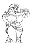 alcohol anthro beer beer_mug beverage big_breasts breasts cleavage clothed clothing corset curvy_figure dress female hair hand_on_hip hourglass_figure huge_breasts lingerie long_hair serving_tray solo topwear waiter wench chochi avian bird 2023 absurd_res black_and_white graphite_(artwork) hi_res monochrome sketch traditional_media_(artwork)