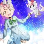 :3 alternate_species ambiguous_gender blue_clothing blue_dress bow_ribbon clothing dress duo female feral flying green_ribbon hair happy hooves horn humanoidized looking_at_viewer male mane orange_eyes pink_hair pink_mane square_crossover star text young unknown_artist kemono_friends mythology osamu_tezuka sanrio twitter unico_(series) unico unico_(kemono_friends) animal_humanoid equid equid_humanoid equine human humanoid mammal mammal_humanoid mythological_creature mythological_equine unicorn unicorn_humanoid 1:1 digital_drawing_(artwork) digital_media_(artwork) japanese_text