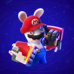 4_fingers anthro biting_on_toothpick blue_background blue_clothing blue_eyes blue_overalls clothed clothed_anthro clothed_male clothing constellation cosmic_background fingers fur furrowed_eyebrows gauntlets_(weapon) hat headgear headwear light long_ears looking_at_viewer male multicolored_body noseless overalls red_clothing red_hat red_headwear shirtless_anthro shirtless_male simple_background solo space space_background standing tan_eyelids tan_inner_ear toothpick toothpick_in_mouth two_tone_body white_body white_fur gael_chauvet mario_bros mario_plus_rabbids_kingdom_battle mario_plus_rabbids_sparks_of_hope nintendo raving_rabbids rayman_(series) ubisoft rabbid_mario lagomorph mammal rabbid 1:1 2022 3d_(artwork) absurd_res colored crossover digital_media_(artwork) english_description full-length_portrait hi_res lighting official_art portrait shaded