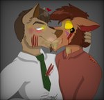 anthro bite_mark black_markings blood blue_eyes bodily_fluids brown_body brown_fur brown_hair bruised claw_marks claws dominant dominant_male duo eating_vomit emetophilia eyebrows facial_hair facial_markings force_feeding forced forced_kiss fur goatee gore hair head_markings heart_symbol interspecies kiss_on_lips kissing male male/male markings necktie scratches sideburns slicked_back_hair submissive submissive_male vomit vomiting what wounded yellow_eyes yellow_sclera zer0rebel4 brandon_(zer0rebel4) thomas_ii_(zer0rebel4) alien aviarian_wolf canid canine canis mammal marsupial werecanid werecanine werecreature wolf 2022 absurd_res colored digital_media_(artwork) hi_res shaded signature story story_in_description maleherm_(lore)