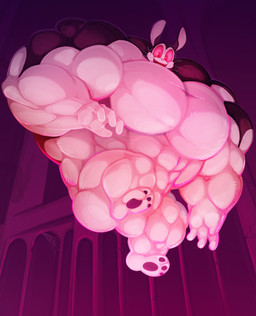 abs anthro big_muscles big_pecs black_body black_ears black_fur black_pawpads black_tail fangs fur huge_muscles huge_pecs hyper hyper_muscles hyper_pecs long_ears looking_at_viewer low-angle_view male multicolored_body multicolored_fur muscular pawpads pecs pink_sclera red_eyes scut_tail sharp_teeth short_tail smile solo tail teeth three-quarter_view two_tone_body two_tone_fur two_tone_tail white_body white_fur white_nose white_tail toonpower bunnicula_(series) bunnicula lagomorph leporid mammal rabbit vampire 2024 digital_media_(artwork) hi_res