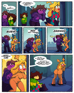 ambiguous_gender ambiguous_human anthro antlers areola big_breasts big_butt blonde_hair blue_clothing blue_sweater blue_topwear blush blush_lines bra bra_removed breasts brown_areola brown_hair brown_nipples butt clothed clothed_anthro clothed_female clothed_human clothing dialogue embarrassed embarrassing_nudity female freckled_face freckles fully_clothed fully_clothed_anthro fully_clothed_female fully_clothed_human genitals glowing glowing_nose green_clothing green_sweater green_topwear group hair hair_over_eyes horn humiliation licking nipples nude nude_anthro nude_female panties panties_removed public public_nudity purple_body purple_clothing purple_sweater purple_topwear red_nose removed_bottomwear removed_clothing speech_bubble street_lamp stuck sweater text tongue tongue_out tongue_stuck tongue_stuck_to_pole topwear trio underwear undressing_another vulva whispering_in_ear yellow_body yellow_skin popfulblue deltarune undertale_(series) kris_dreemurr noelle_holiday susie_(deltarune) deer human mammal monster new_world_deer reindeer scalie 2026 4:5 absurd_res comic digital_media_(artwork) english_text hi_res