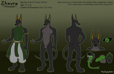 animal_genitalia animal_penis anthro balls bodypaint butt canine_genitalia canine_penis claws clothed clothing digitigrade egyptian forked_tongue fully_sheathed genitals green_eyes green_penis green_tongue knot male male_anthro nipples nude nude_anthro nude_male open_mouth pawpads penile_spines penis rear_view sheath solo stated_gender stated_pronouns stated_species teeth text toe_claws tongue thejazzyjackal anubian_jackal canid canine canis hybrid jackal mammal reptile scalie snake absurd_res english_text hi_res model_sheet