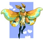 antennae_(anatomy) anthro arm_tuft black_feet black_hands black_spots blue_background blue_eyebrows blue_eyes border breasts eyebrows eyelashes featureless_breasts featureless_crotch feet female flying glistening glistening_body insect_wings looking_away looking_up markings moth_antennae multicolored_wings neck_tuft noseless nude open_mouth orange_tuft silhouette simple_background smile solo spots spotted_body tan_body teeth tuft white_border wings graskip animal_humanoid arthropod arthropod_humanoid humanoid insect insect_humanoid lepidopteran lepidopteran_humanoid moth moth_humanoid 2015 absurd_res colored hi_res shaded signature