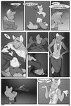 anthro battle bdsm blockage_(layout) bondage bound canid canine chest_tuft clothed clothing comic dialogue dialogue_outside_panel dominant dominant_male duo ear_piercing english_text female fox fully_clothed fur gloves_(marking) greyscale horizontal_staggering huska jailed love_can_be_different male male/female mammal markings miles_df monochrome nine_frame_image outside_panel overlay_layer piercing richard_(lcbd) source_request speech_bubble staggering_(layout) submissive submissive_female tail text tuft vertical_blockage