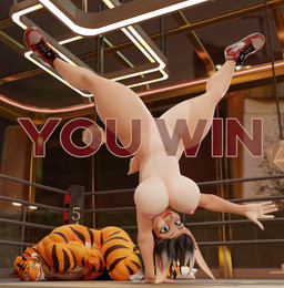 anthro arena big_breasts breast_physics breasts clothing duo erection female fight fighting_ring footwear footwear_only fur genitals hair handstand huge_breasts male male/female mostly_nude nipples nude penis shoes shoes_only sneakers tail thick_thighs jigrasmut nike iliya_(jigrasmut) felid feline felis lagomorph leporid mammal pantherine rabbit tiger 3d_(artwork) digital_media_(artwork) hi_res
