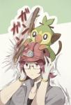 ambiguous_gender armor duo feral gym_leader headgear helmet leaf male plant stick shitsuwa nintendo pokemon roark_(pokemon) elemental_creature flora_fauna generation_8_pokemon grookey human mammal pokemon_(species) primate 2019 hi_res