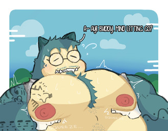 anthro arm_tattoo bared_teeth beard belly belly_hair big_belly big_nipples blush bodily_fluids body_hair chest_hair chest_tattoo clothed clothing clothing_lift dialogue drooling eyewear facial_hair floating_hands glasses hair male muscular muscular_anthro muscular_male mustache nipples overweight overweight_anthro overweight_male pec_grab pec_squeeze pecs raised_clothing raised_shirt raised_topwear saliva shirt shirt_lift shirt_up simple_background solo sweat tattoo teeth text topwear crococola nintendo pokemon alfredo_(crococola) generation_1_pokemon pokemon_(species) snorlax english_text hi_res