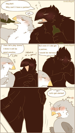 4_panel_comic ambiguous_gender anthro beak beer_bottle biped black_body black_feathers blood blush blushing_profusely bodily_fluids bottle cheek_tuft chest_tuft container crossbar_emanata dialogue drinking drunk duo emanata facial_tuft fangs feathers grey_body grey_feathers head_tuft humor joke laugh misunderstanding muscular muscular_ambiguous muscular_anthro neck_tuft nosebleed nude nude_ambiguous nude_anthro open_mouth question rear_view red_eyes sharp_teeth shocked simple_background speech_bubble substance_intoxication sweat tail tail_motion tailwag tan_background teeth text three-quarter_view three_row_layout tuft white_body white_feathers lovebuffpg45 avian 2024 artist_name comic digital_drawing_(artwork) digital_media_(artwork) hi_res