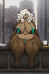 anthro areola belly big_belly big_breasts bikini biped boss breasts clothed clothing cream_hair curvy_figure desk detailed_background eyewear female fur furniture genitals glasses hair huge_breasts looking_at_viewer mature_female nude office overweight pussy simple_background smile solo swimwear table thick_thighs thong two-piece_swimsuit underwear voluptuous wide_hips mexifurfoof catherine_(mexifurfoof) bear mammal 2021 2:3 digital_drawing_(artwork) digital_media_(artwork) hi_res