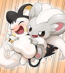 ambiguous_gender bodily_fluids duo feet looking_pleasured smile tears tickle_fetish tickling tickling_feet vitamin_t nintendo pokemon cinccino emolga generation_5_pokemon pokemon_(species) absurd_res hi_res