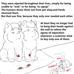 1_horn abuse abused ambiguous_feral ambiguous_gender blood bodily_fluids eating expressionless eyes_closed feral food hair happy hooves horn neonate pizza sitting tail text wall_of_text wounded young young_ambiguous young_feral yellowcottoncandy030 fluffy_pony fluffy_pony_(species) mammal 1:1 comic digital_media_(artwork) english_text hi_res partially_colored
