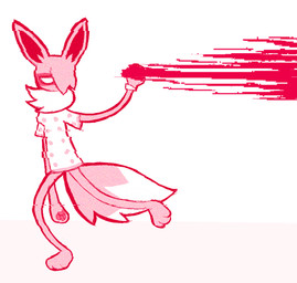 alternative_fashion anthro bangs blood bodily_fluids emo fur pink_body pink_fur solo clockstops3am conditional_dnp nintendo pokemon eevee generation_1_pokemon pokemon_(species) hi_res restricted_palette