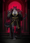 anthro belt breasts claws cleavage clothed clothing female jewelry muscular muscular_female necklace non-mammal_breasts non-mammal_hair red_body red_light red_scales robe rope rope_belt scales shoulder_pads solo tail thick_tail thick_thighs glewes mythology dragon mythological_creature mythological_scalie scalie hi_res