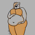 ambiguous_gender anthro belly belly_squeeze belly_squish big_belly big_breasts big_butt blush breast_squeeze breast_squish breasts butt clothing crop_top eyeliner grey_background huge_belly leggings legwear looking_at_self looking_down_at_self makeup overweight screentone shirt simple_background solo squeezing squish topwear weight_gain nightlymoxie moxie_(nightlymoxie) domestic_cat felid feline felis mammal 1:1 absurd_res hi_res nonbinary_(lore)