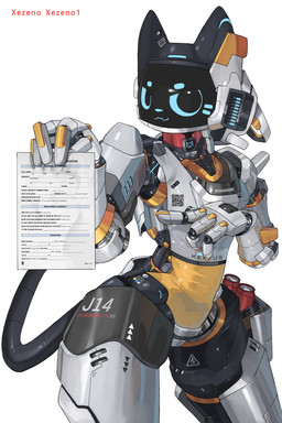 ambiguous_gender anthro anthrofied job_application machine name_tag qr_code screen screen_face simple_background solo tail text warning_sign warning_symbol white_background xezeno carrefour pudu_robotics kerfus bellabot felid feline felis mammal robot robot_anthro english_text hi_res reaction_image