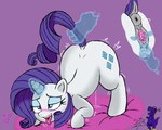 absurd_res ahegao anatomically_correct anthro blush bodily_fluids cross-eyed disembodied_hand female feral friendship_is_magic genital_fluids ghost_hands half-closed_eyes hasbro hi_res looking_pleasured magic masturbation my_little_pony narrowed_eyes rarity_(mlp) simple_background six343 solo tail tail_pull tongue tongue_out vaginal vaginal_fluids vaginal_masturbation