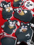 anthro belly belly_grab belt big_butt bite black_body black_fur black_nose blue_eyes blush blush_lines bodily_fluids breasts burger butt clothing daydream double_chin dream drooling eating embarrassed fangs fat_neck fat_rolls food fur group kerchief male markings mask mask_only nude null obese obese_anthro obese_male overweight overweight_anthro overweight_male saliva scarf short_stack sleeping slightly_chubby solo stuck sushi sweat tail tail_markings teeth thick_thighs torn_clothing wardrobe_malfunction weight_gain weight_gain_sequence white_body white_fur justwatchingthings persona_(series) persona_5 morgana_(persona) domestic_cat felid feline felis fish mammal marine scombrid scombriform tuna tuxedo_cat 3:4 absurd_res hi_res sequence