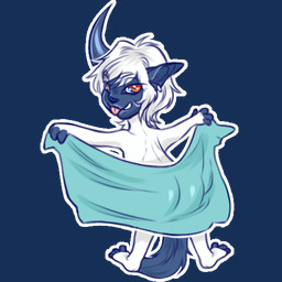 anthro blue_body blue_skin chibi ear_piercing ear_ring eyelashes fluffy fluffy_tail fur hair humanoid_pointy_ears looking_at_viewer looking_back male nude piercing pointy_ears red_eyes ring_piercing short_hair simple_background solo tail telegram_sticker tongue tongue_out towel towel_only transparent_background white_body white_fur white_hair insane_xher mash-chan 1:1 2025 alpha_channel digital_drawing_(artwork) digital_media_(artwork)