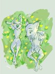 anthro bird's-eye_view blush bottomwear buckteeth clothed clothing detailed_background duo eyes_closed flower fully_clothed fur grass high-angle_view lying necktie on_back open_mouth open_smile pants plant shirt smile teeth topwear oimotomeru91 disney zootopia judy_hopps nick_wilde canid canine fox lagomorph leporid mammal rabbit red_fox true_fox 2020 3:4 hi_res