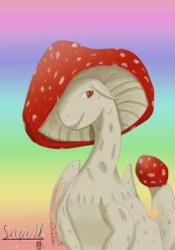 ambiguous_gender feral fly_agaric fungus looking_at_viewer mushroom mushroom_cap pattern_background red_eyes simple_background white_body sayeth european_mythology mythology dragon elemental_creature fungi_fauna mythological_creature mythological_scalie scalie western_dragon hi_res