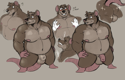 animal_genitalia anthro backsack balls big_balls blush bodily_fluids brown_body brown_fur butt cum disembodied_hand duo eyes_closed flaccid foreskin fully_sheathed fur genital_fluids genitals humanoid_hands interrobang looking_pleasured male moobs multiple_poses musclegut muscular nipples overweight overweight_male partially_retracted_foreskin penis pose sheath simple_background solo_focus sweat desertb0ar mammal murid murine rat rodent 2021