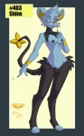 2012 anthro anthrofied biped black_nipples breasts collaboration digitigrade felid female generation_4_pokemon genitals hashtag id_number looking_at_viewer mammal mingchee navel nintendo nipples notorious84 number one_eye_closed pinup pokemon pokemon_(species) pokemorph pose pussy shinx simple_background smile solo species_name standing text the_pokedex_project tongue tongue_out wink yellow_eyes